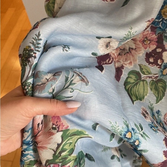 Zimmermann Matchmaker Drape Midi Dress Blue Floral Print Corset Size 12 - Picture 9 of 11